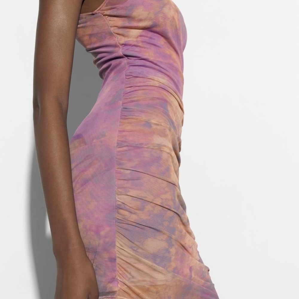 Zara Women's Pink and Orange Dress - Picture 3 of 9